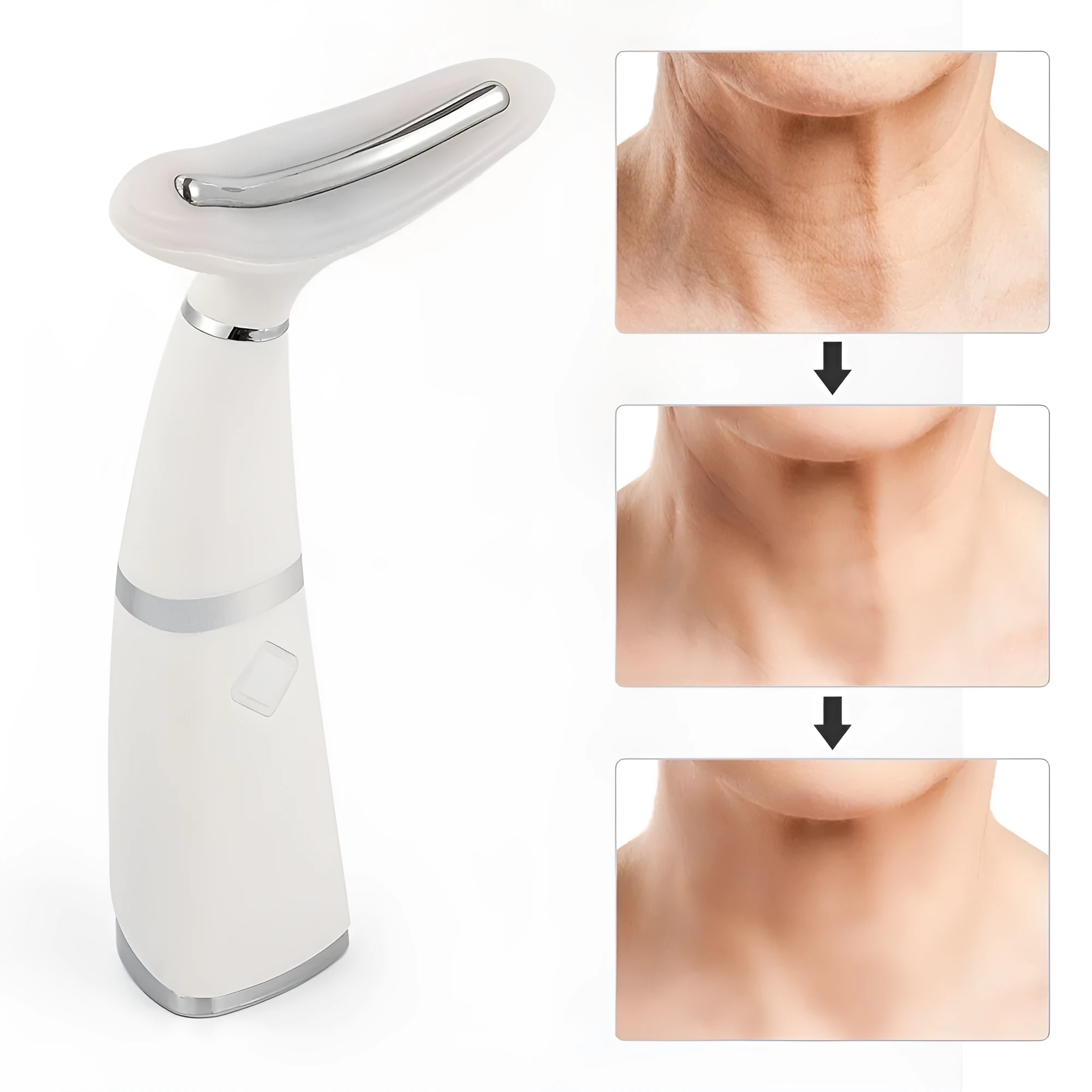 White double chin neck wrinkle remover device with ABS body and 3W power for home use
