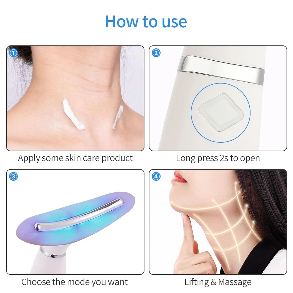 White double chin neck wrinkle remover device with ABS body and 3W power for home use