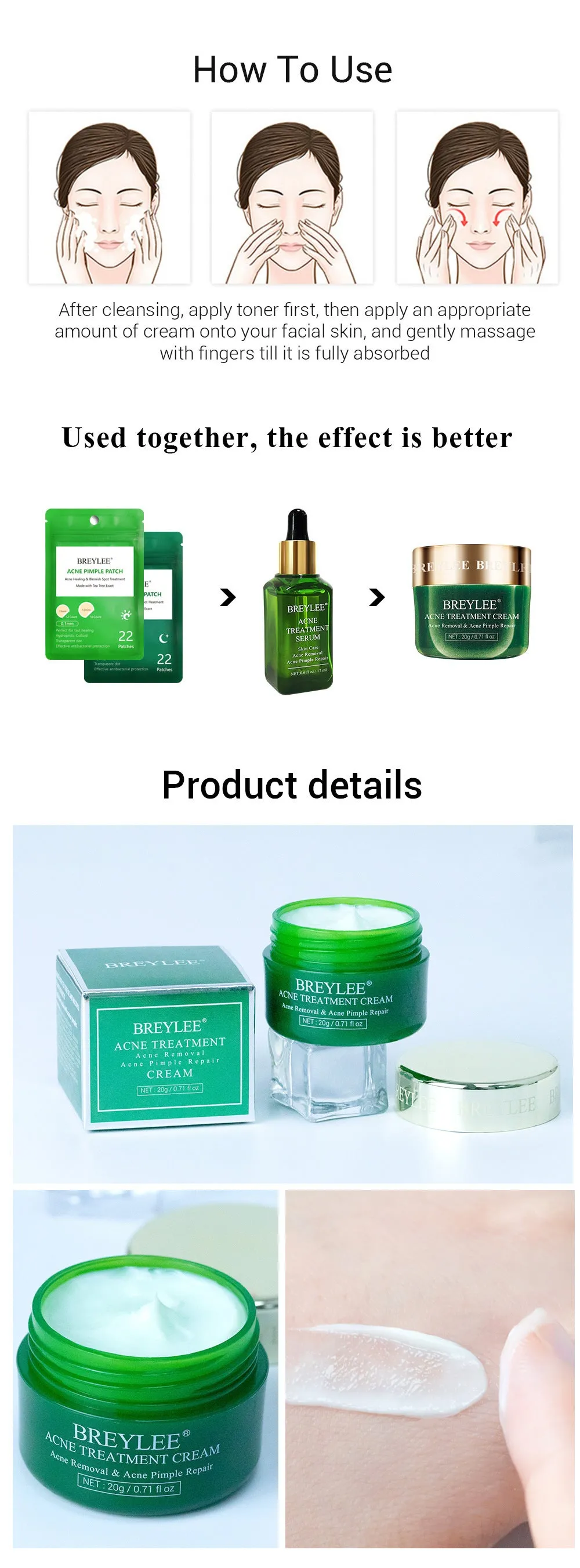 BREYLEE Tea Tree Acne Cream pot with moisturising acne scar treatment for general skin