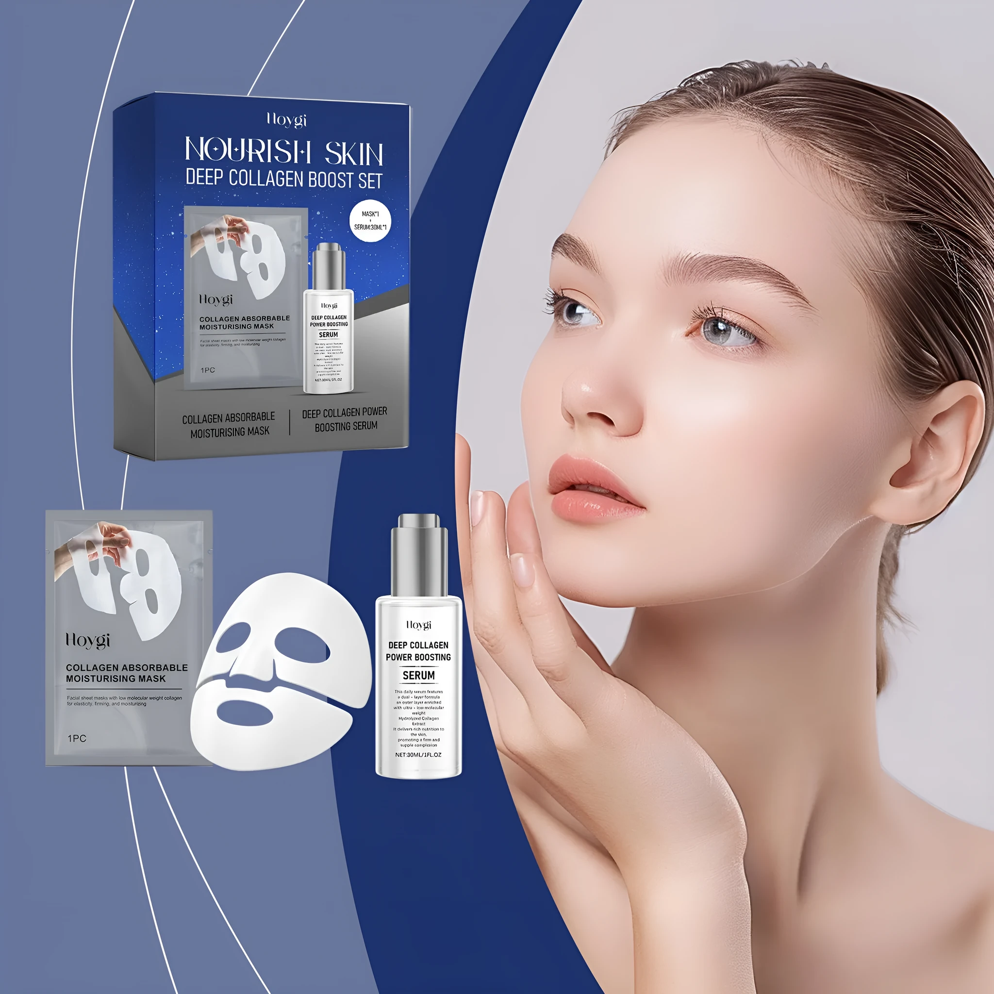Collagen moisturising facial mask and 30ML essence bottle skincare set