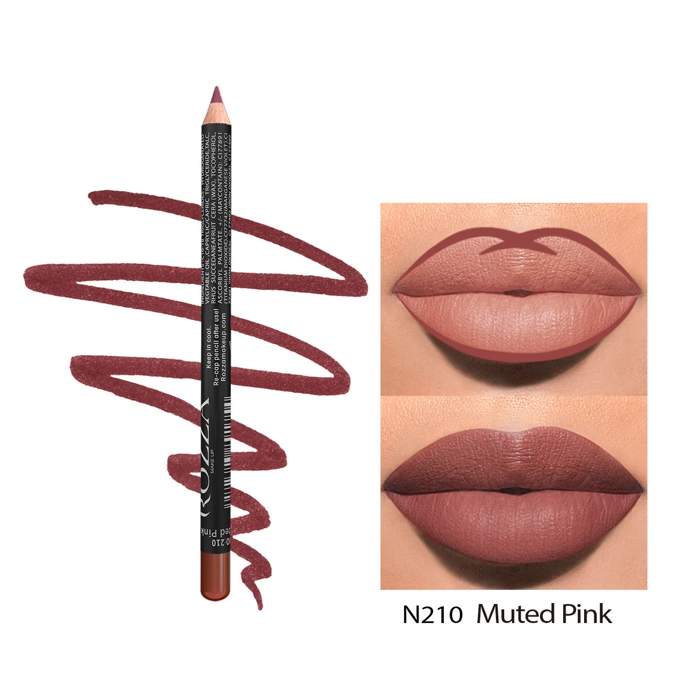Matte wood effect lip liner pencil in 14 shades showing precise tip for application