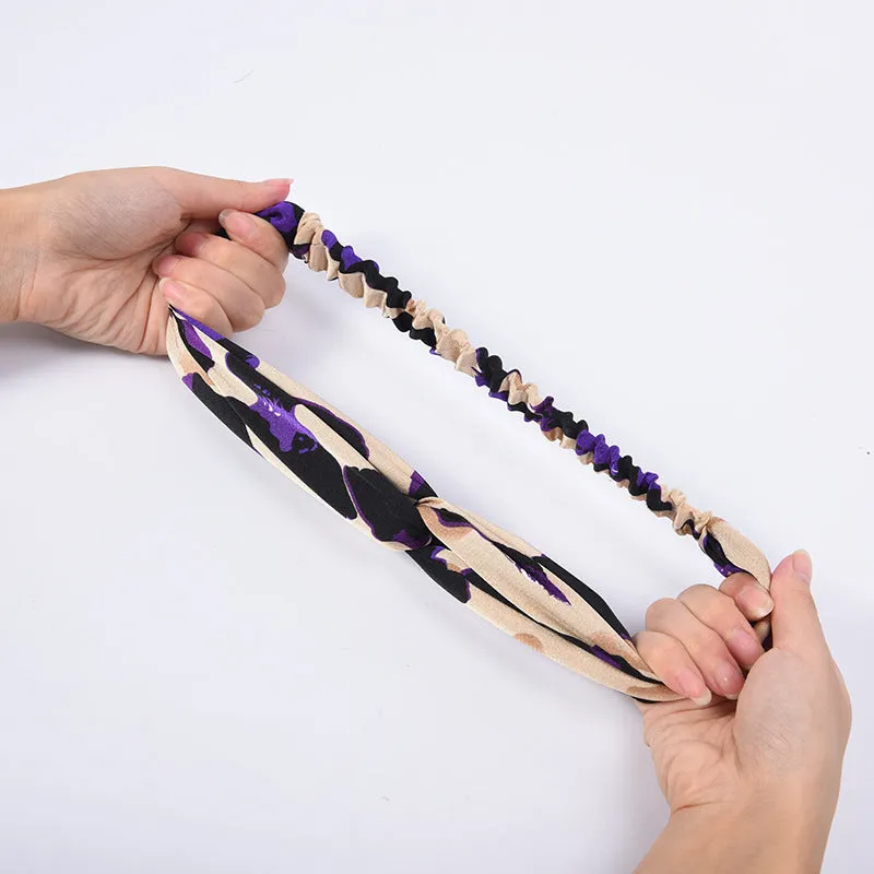 Elastic cross hair band in cloth with assorted colours navy purple beige red dark green grass green