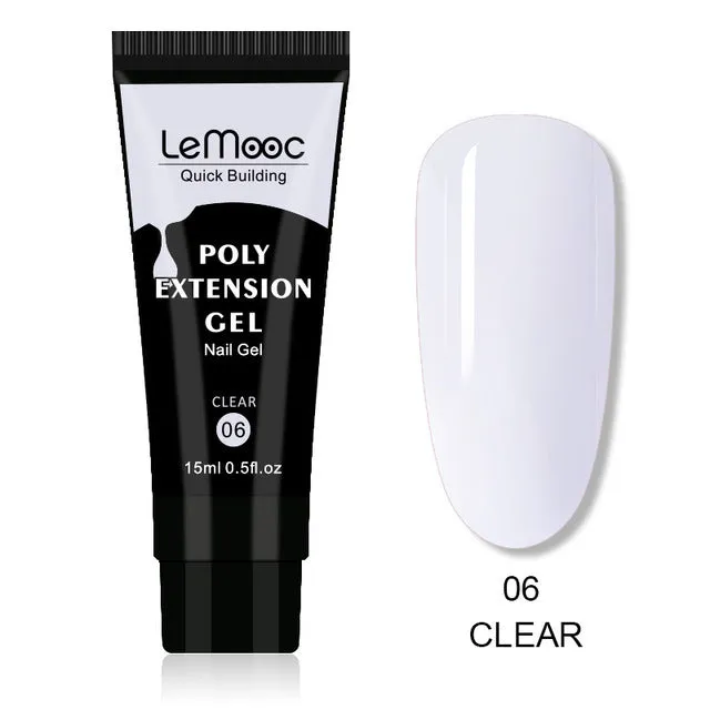 Quick Builder Poly UV Gel Nail Wash 20ml bottle with brush, clear liquid for tack-free finish