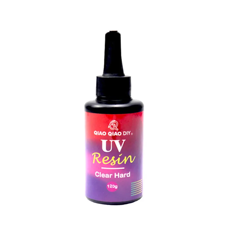 Transparent UV resin gel in a bottle, suitable for LED and UV light curing, non-yellowing formula for small craft projects