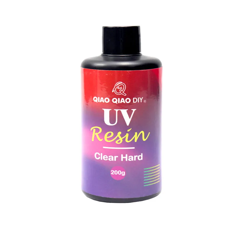 Transparent UV resin gel in a bottle, suitable for LED and UV light curing, non-yellowing formula for small craft projects