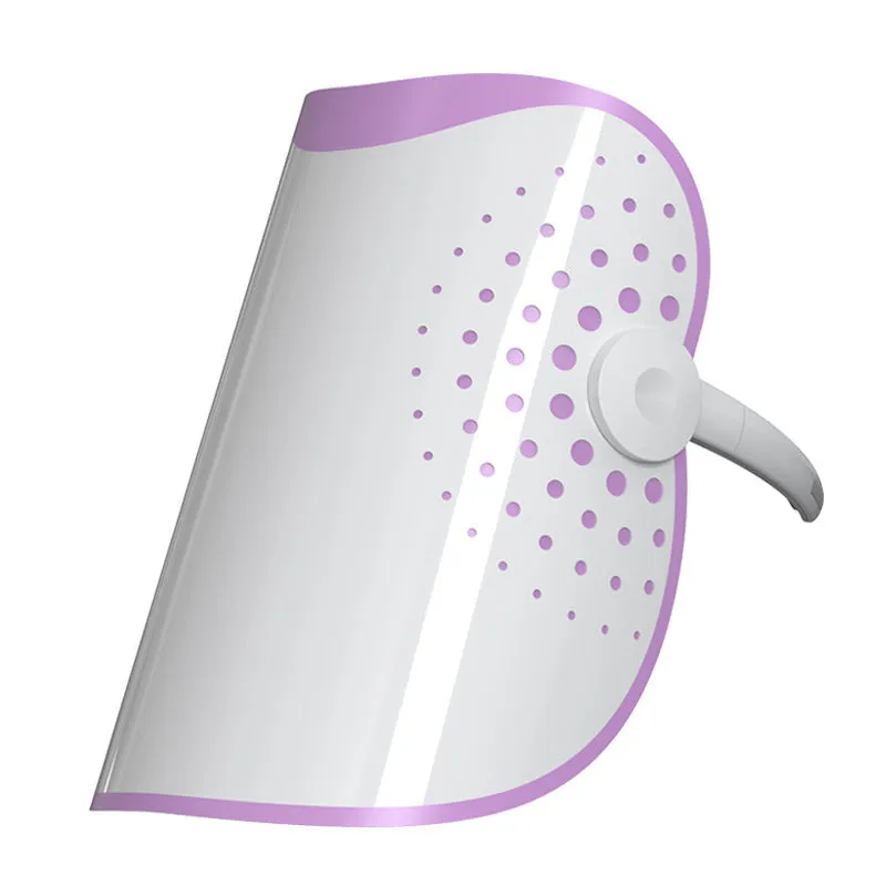 White and purple IPL photon beauty mask device with spectrometer display for home skin treatment.