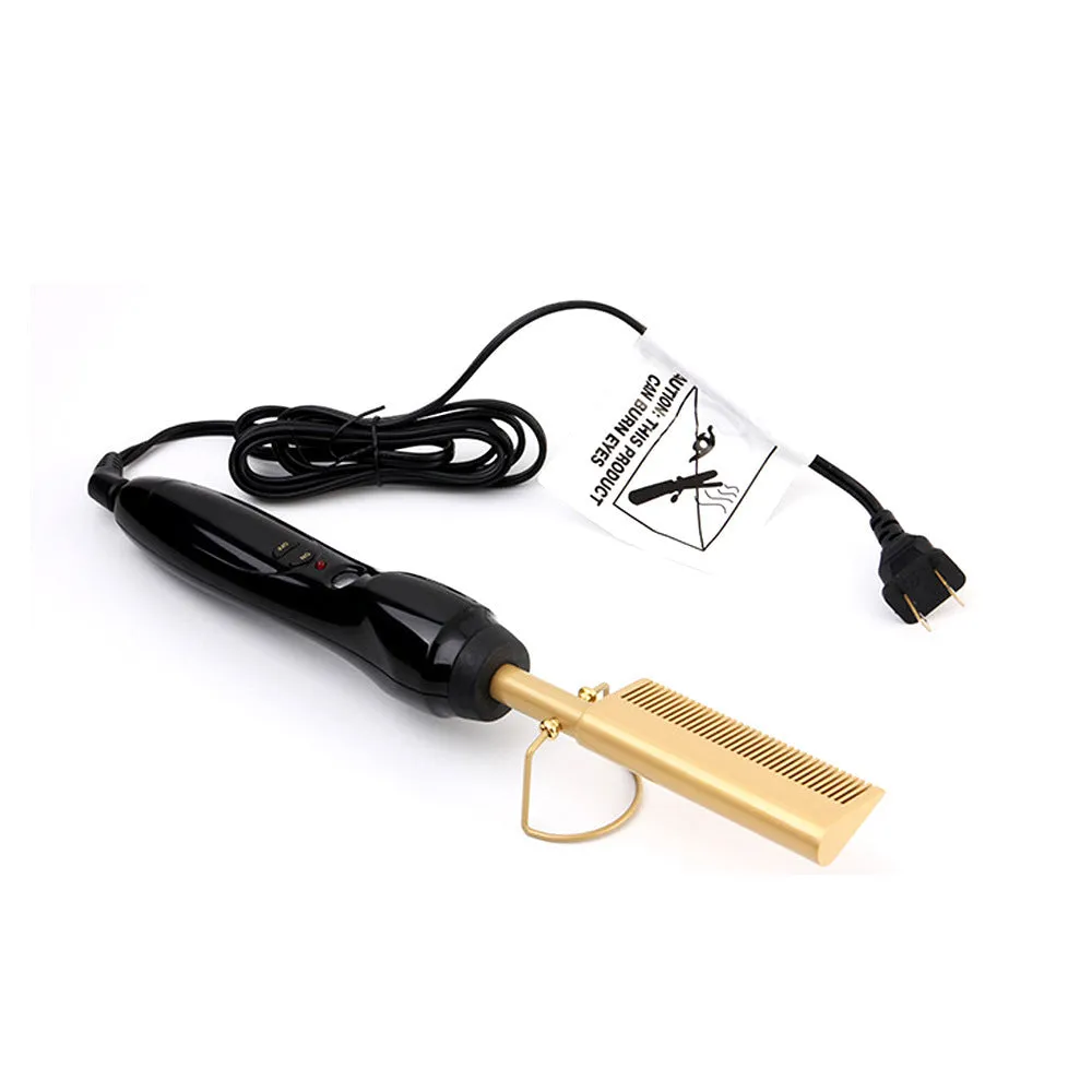 Gold multifunctional hair comb with ceramic thermal conductor and temperature control, 21-30mm diameter
