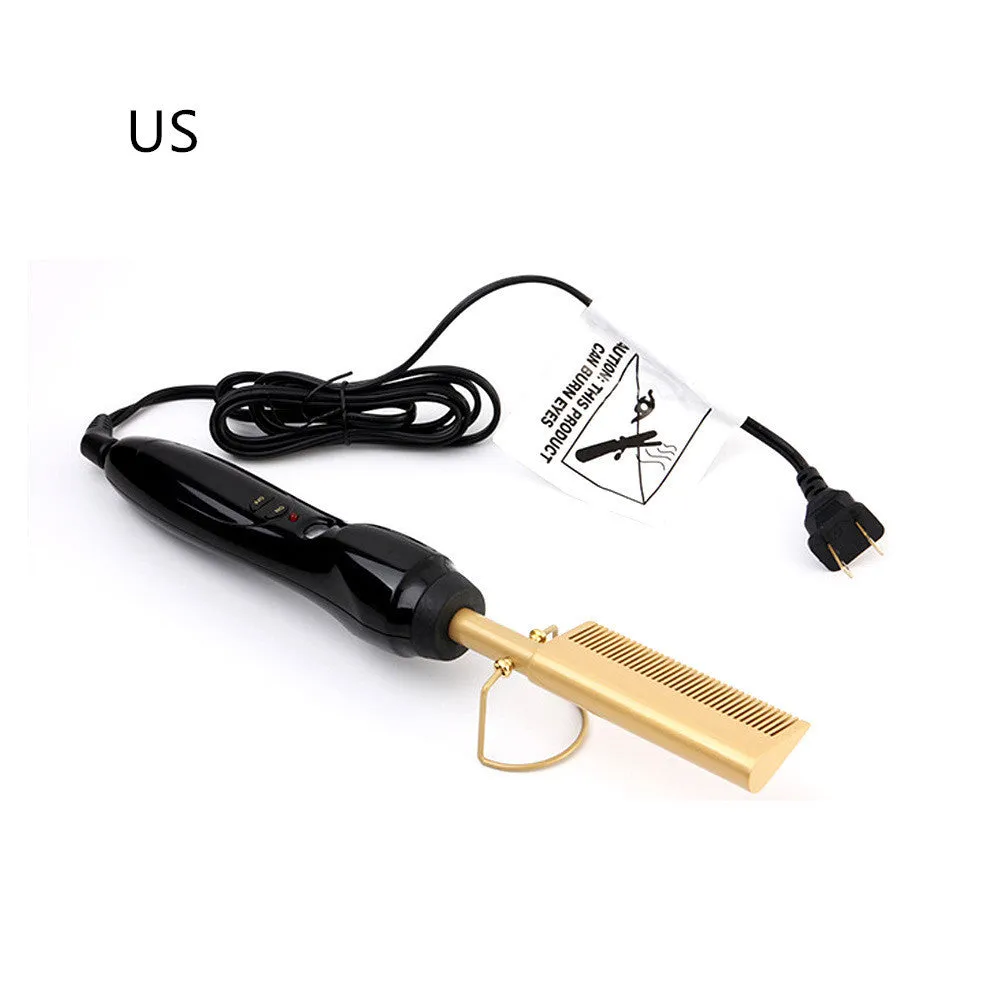 Gold multifunctional hair comb with ceramic thermal conductor and temperature control, 21-30mm diameter