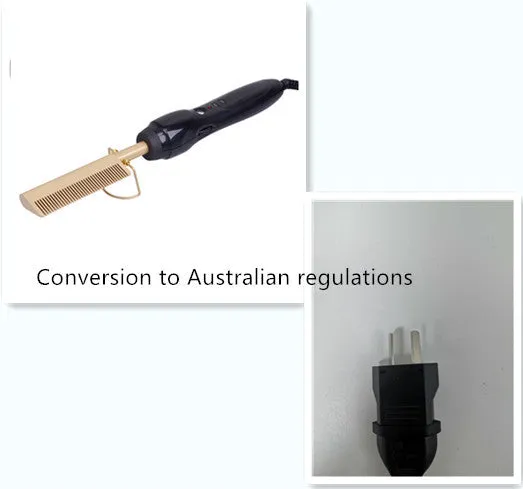 Gold multifunctional hair comb with ceramic thermal conductor and temperature control, 21-30mm diameter