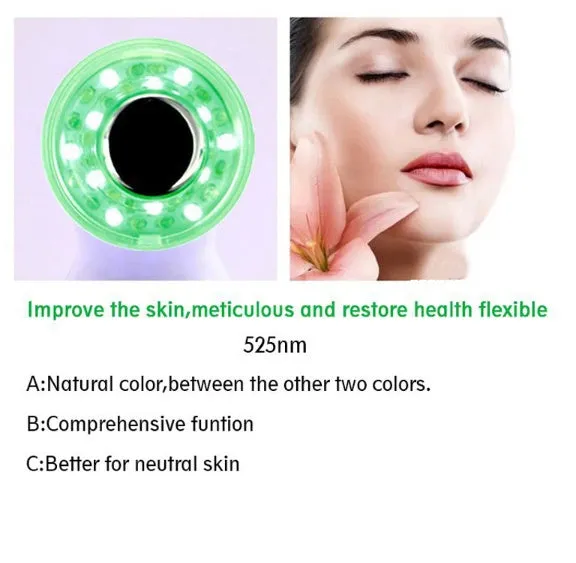 3MHZ LED colour photon massager with 36 adjustable R/G/B phototherapy modes, 150g, 17.5 x 4.7 x 4.4cm, for facial and body skincare