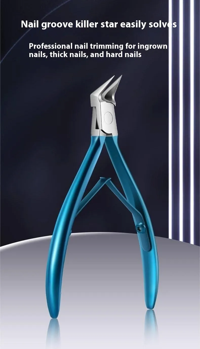 Portable household nail maintenance kit with anti-splash design showing multiple grooming tools including champagne pliers and bent nose pliers