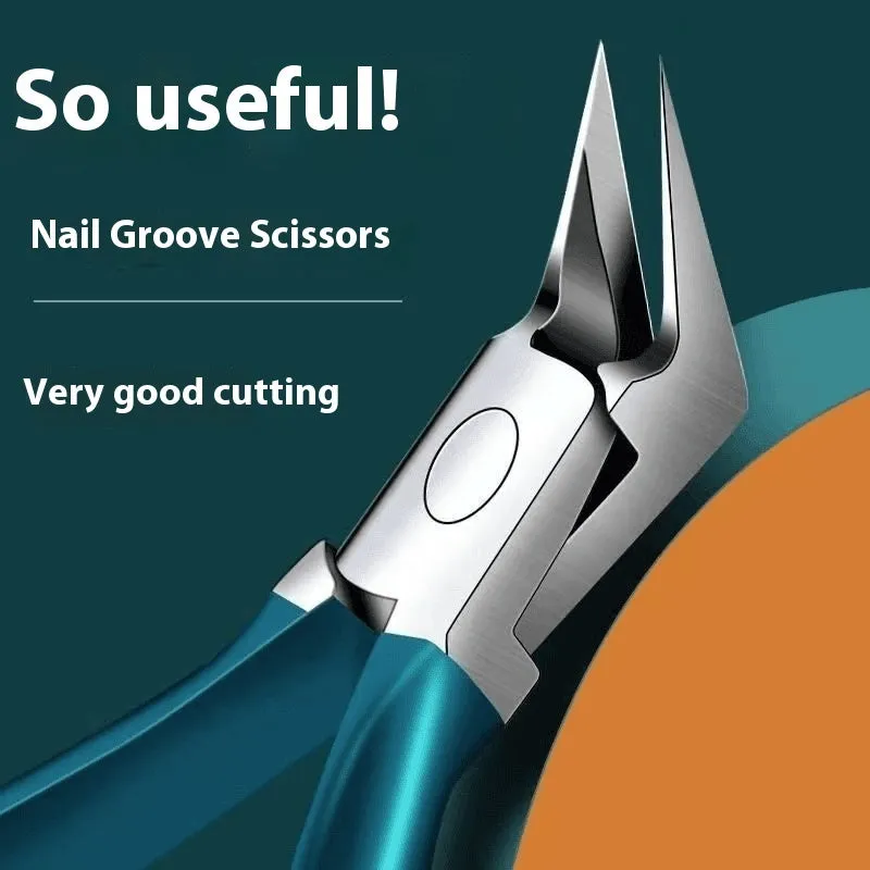 Portable household nail maintenance kit with anti-splash design showing multiple grooming tools including champagne pliers and bent nose pliers