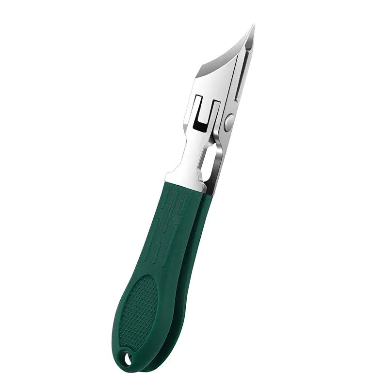 Portable household nail maintenance kit with anti-splash design showing multiple grooming tools including champagne pliers and bent nose pliers