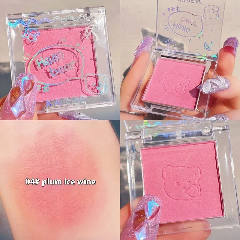 Matte natural makeup blush powder compact in six colour shades with 1.3g net content