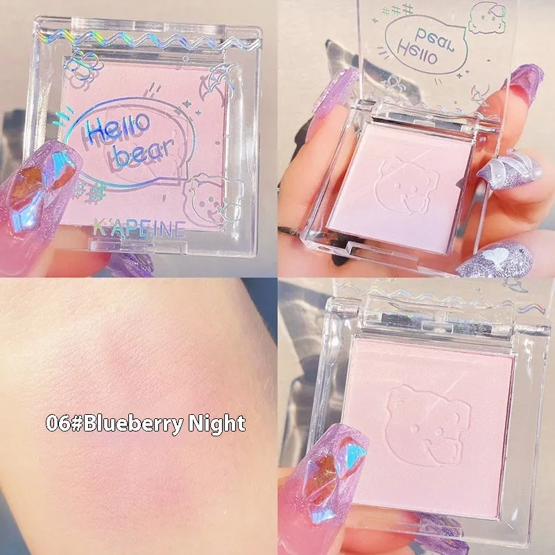 Matte natural makeup blush powder compact in six colour shades with 1.3g net content