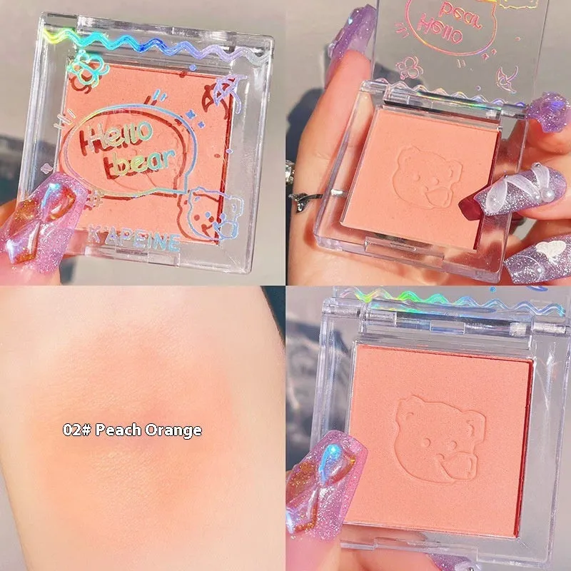 Matte natural makeup blush powder compact in six colour shades with 1.3g net content