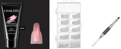 Nail extension gel kit with 30ml crystal glue and 60ml cleaning agent in cinnamon colour option