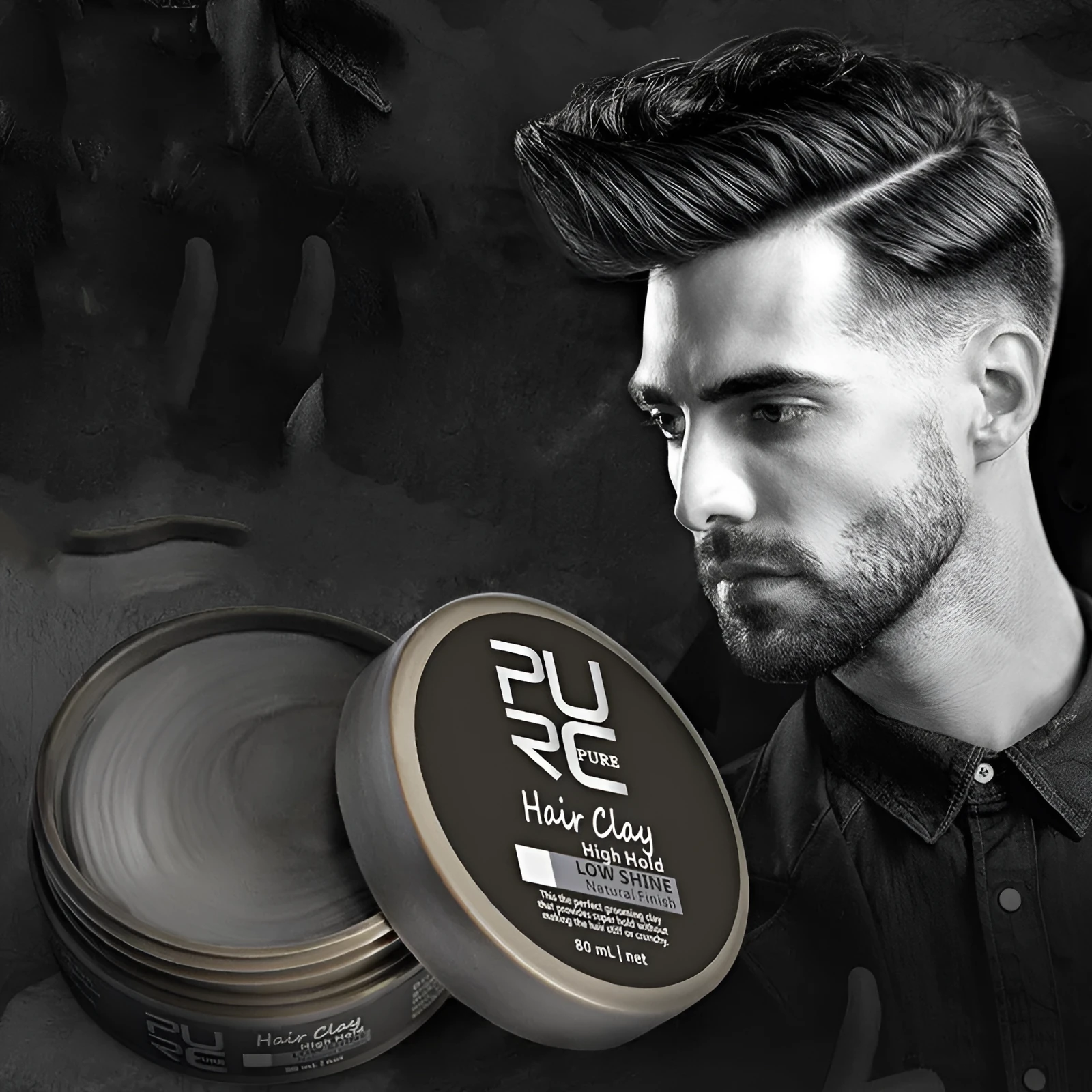 80mL pot of black non-greasy styling hair wax for short hair