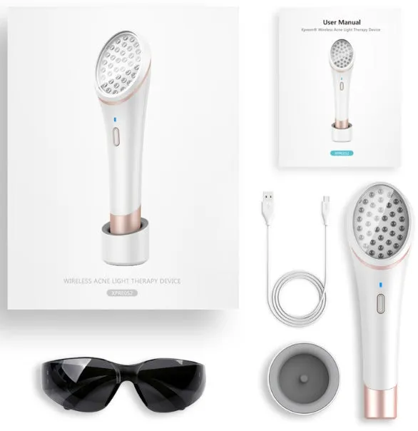 Xpreen wireless acne light therapy device in white with 36 lamp beads and wireless charging base
