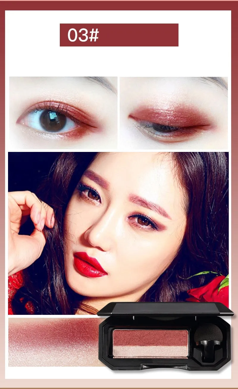Dual-color pressed powder eyeshadow palette in a compact case, six style options available