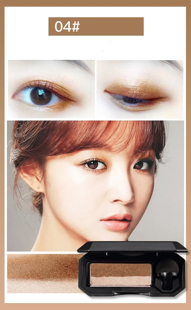 Dual-color pressed powder eyeshadow palette in a compact case, six style options available