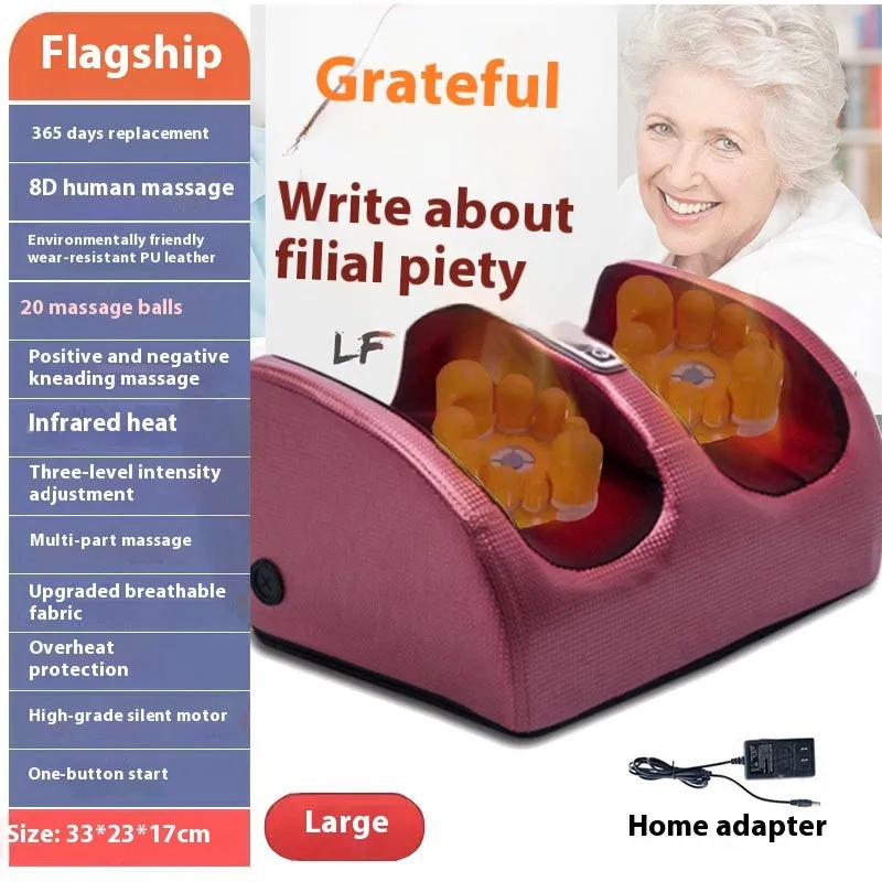 Electric foot massage machine showing control panel with timer and multiple massage mode options