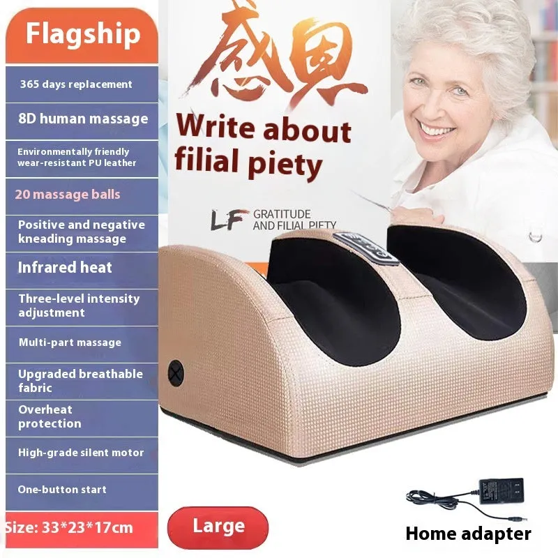 Electric foot massage machine showing control panel with timer and multiple massage mode options