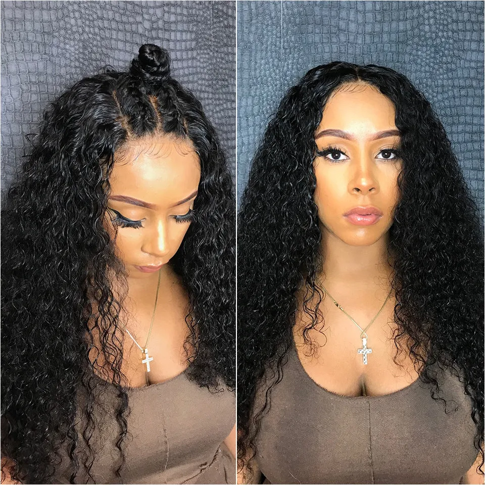Corn perm long black wig with medium-long pyrofilament hair and long bangs