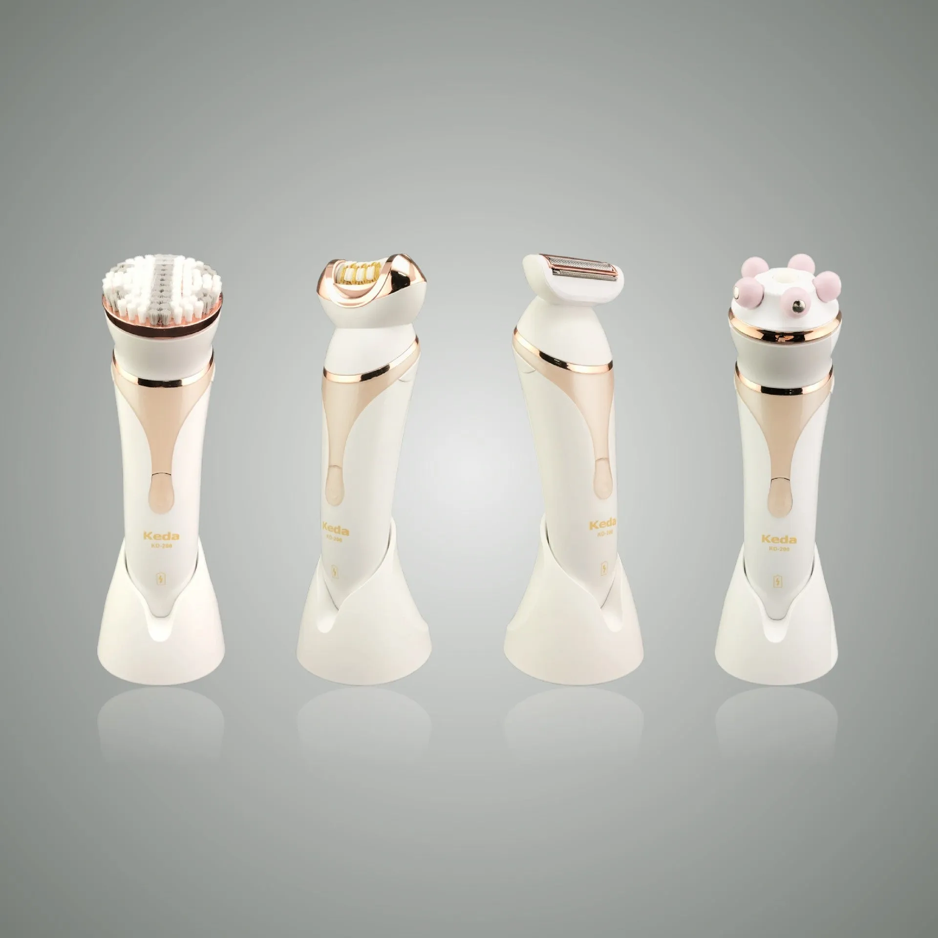 Electric hair remover with plucking head, rechargeable, washable body, Four in One colour
