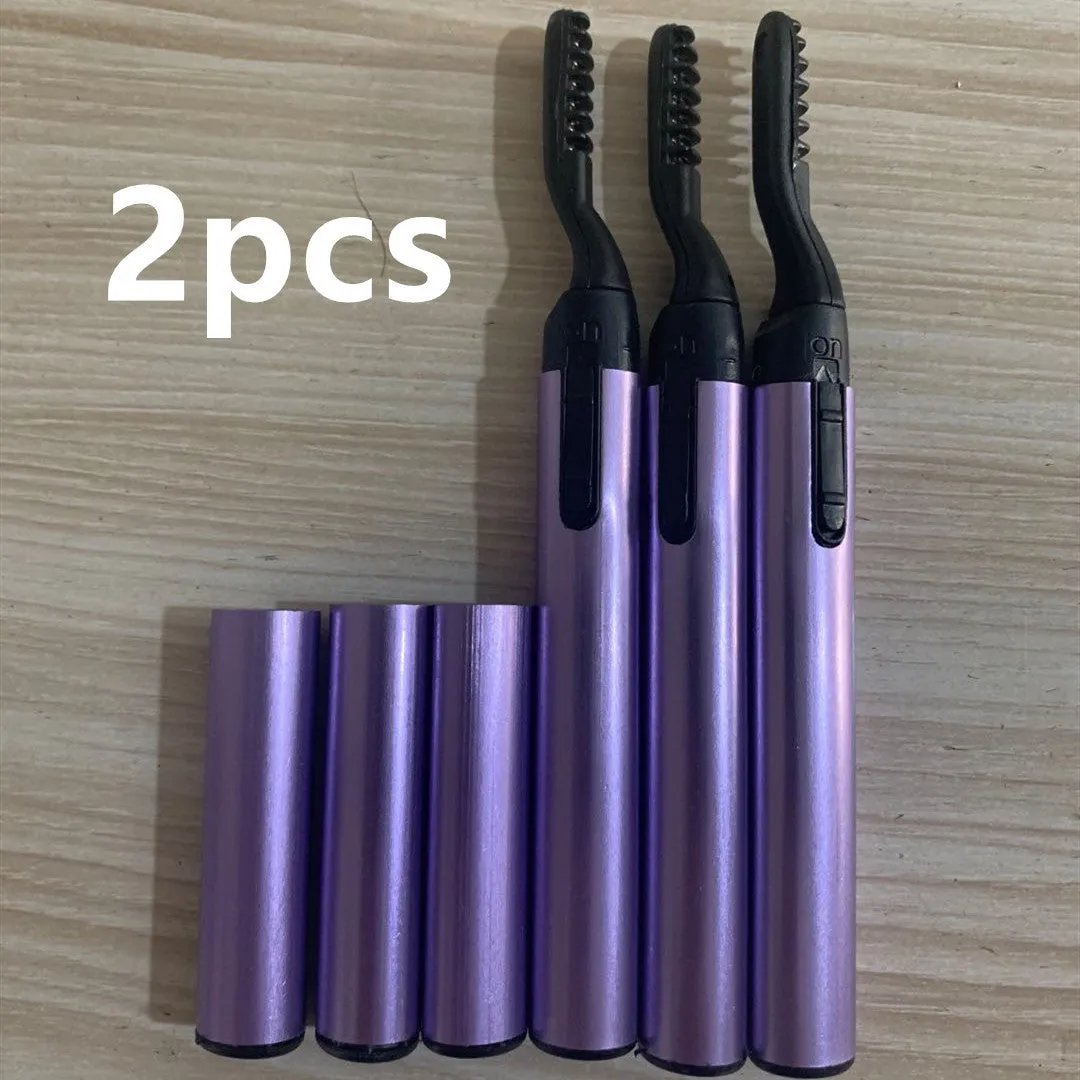Mini portable electric heating eyelash curler in silver blue purple pink black ABS material 19.5cm long