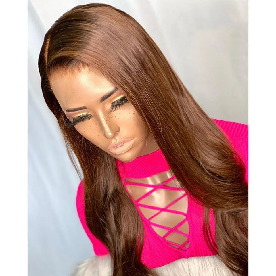 Solid colour long hair wig 65cm mid-length curly style high temperature silk fibre black brown