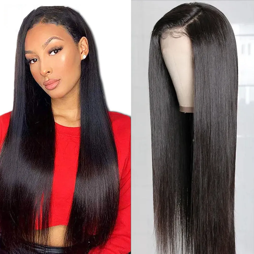 Straight human hair wig 13x4 lace front hand woven star style for ladies
