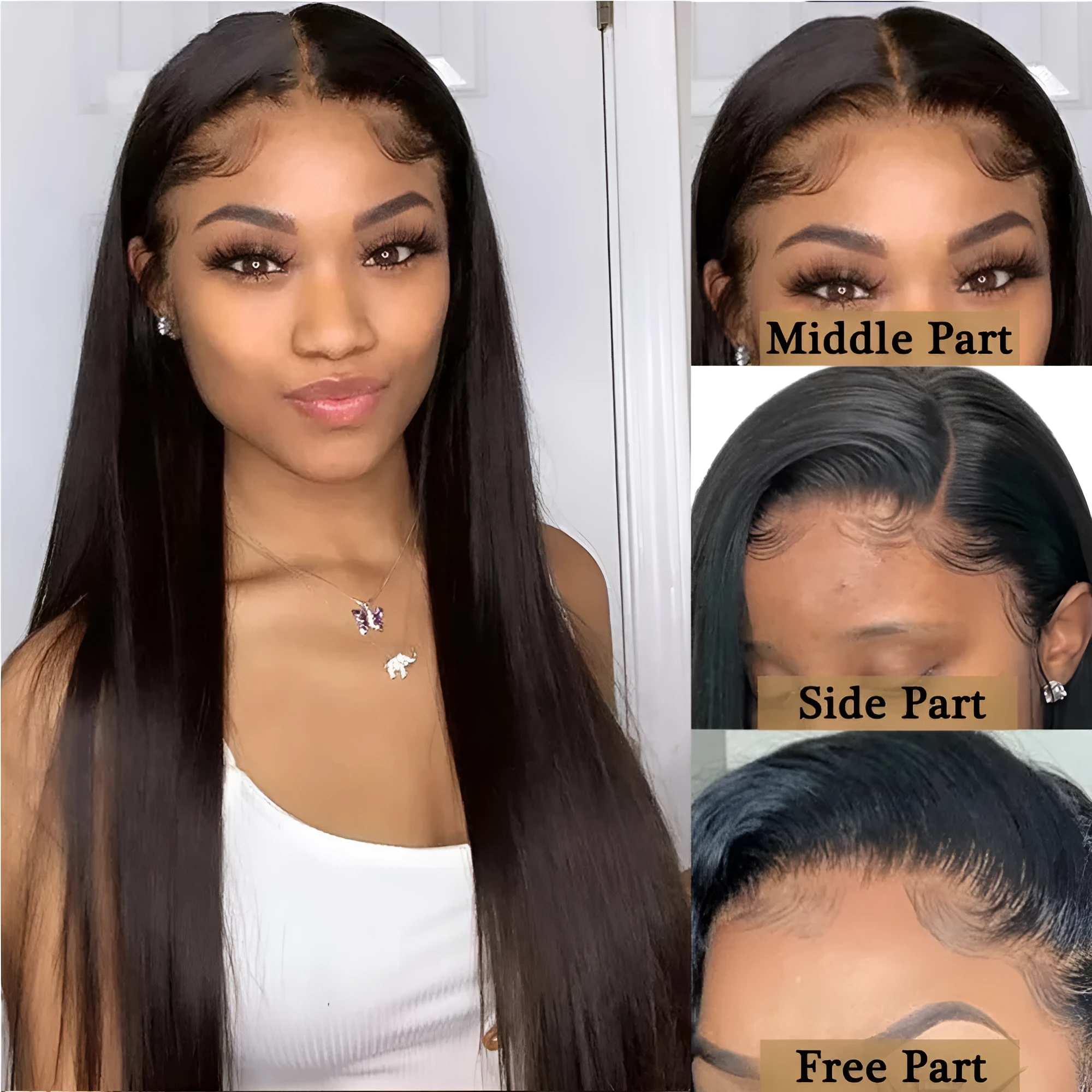 Straight human hair wig 13x4 lace front hand woven star style for ladies