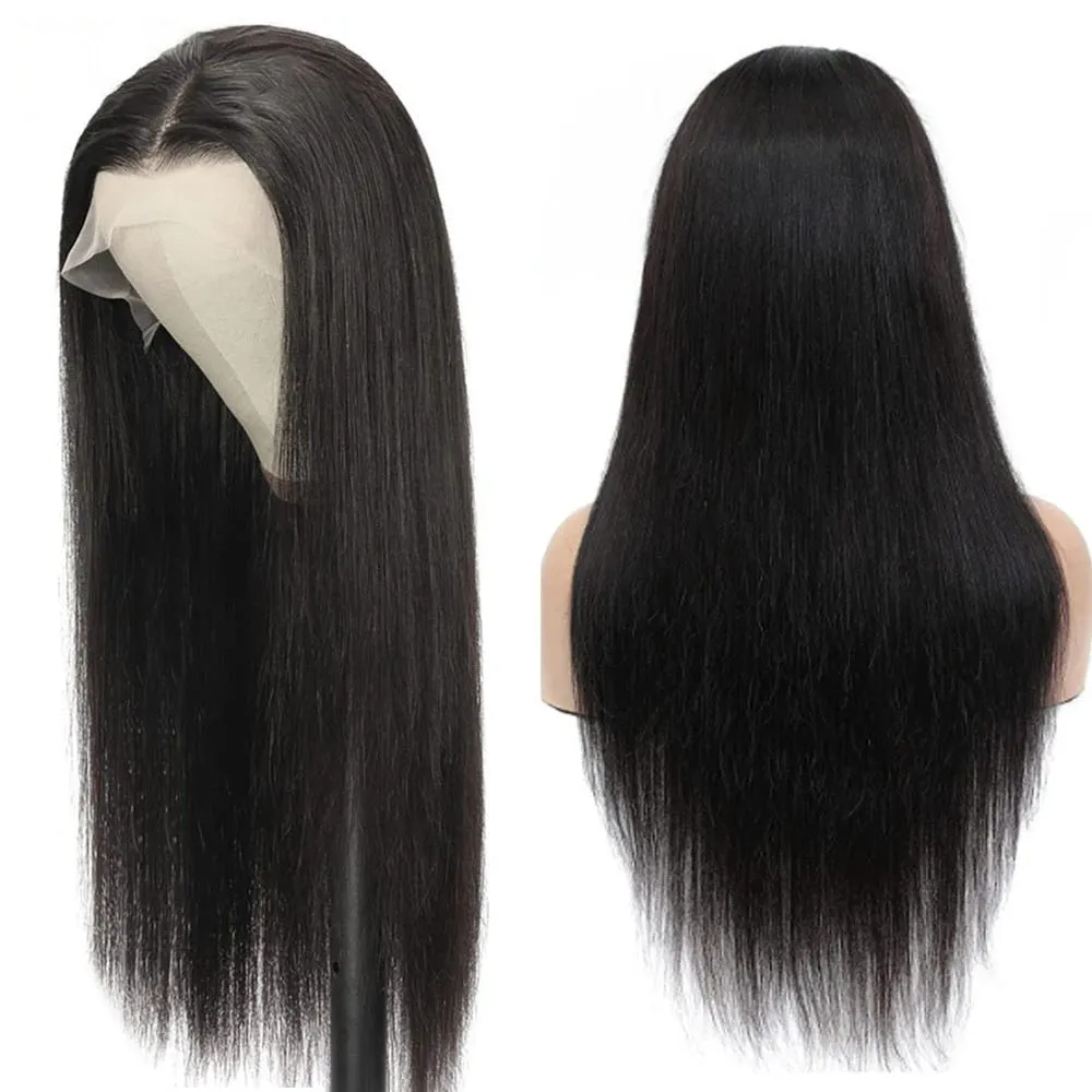 Straight human hair wig 13x4 lace front hand woven star style for ladies