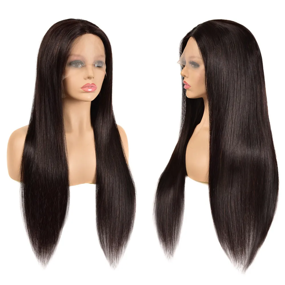 Straight human hair wig 13x4 lace front hand woven star style for ladies