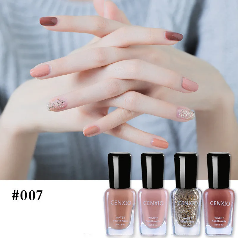 Set of four 8mL water-based peelable nail polish bottles in various colours