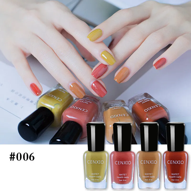 Set of four 8mL water-based peelable nail polish bottles in various colours