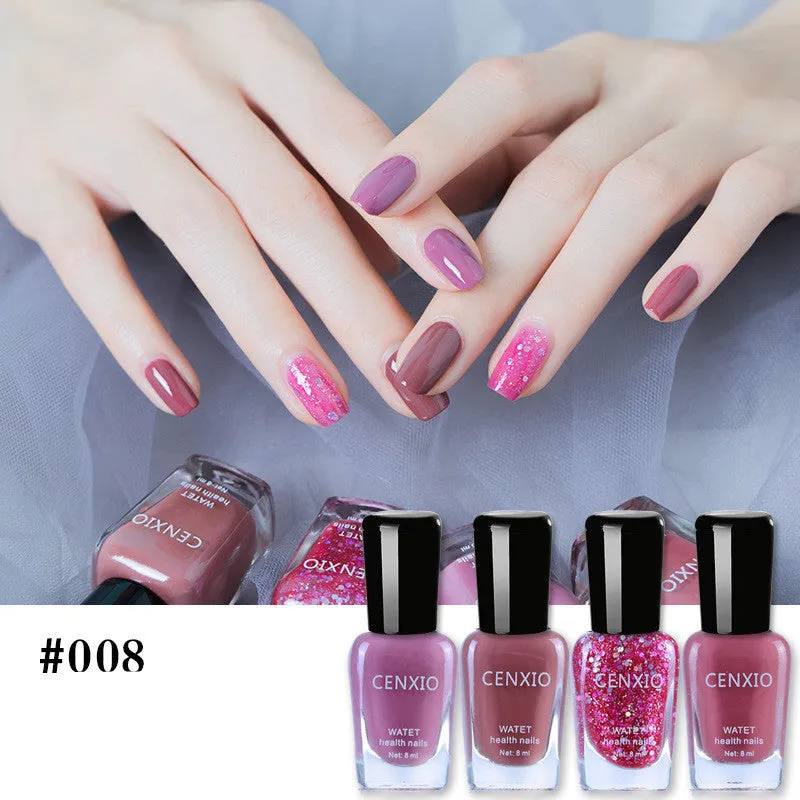 Set of four 8mL water-based peelable nail polish bottles in various colours