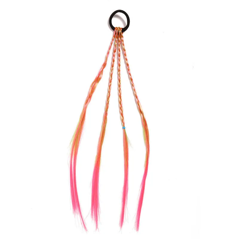 Multi-colour handmade Korean style rubber band hair tie with ethnic pattern