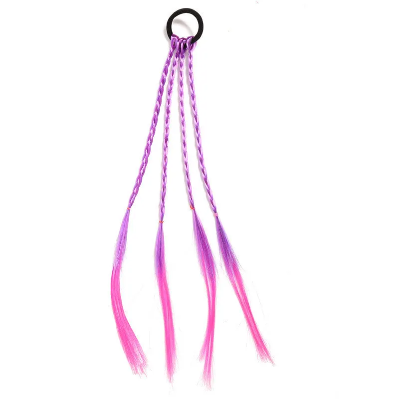 Multi-colour handmade Korean style rubber band hair tie with ethnic pattern