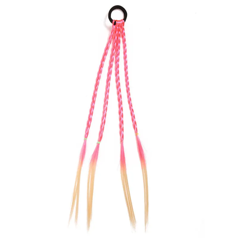 Multi-colour handmade Korean style rubber band hair tie with ethnic pattern