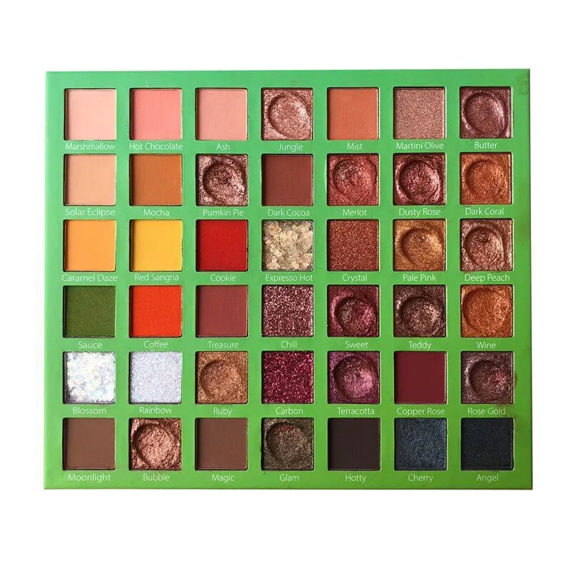 42-colour eyeshadow palette with potato and matte textures, compact case, green style, smooth shiny and matte powders