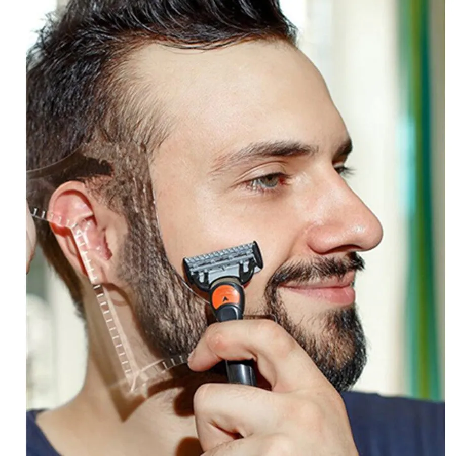 Beard styling comb ABS plastic shaping tool 20.5x10.5cm black transparent