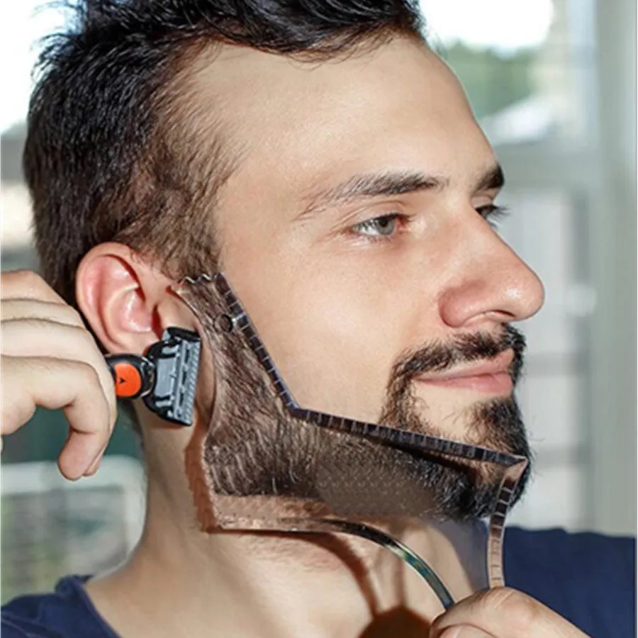 Beard styling comb ABS plastic shaping tool 20.5x10.5cm black transparent