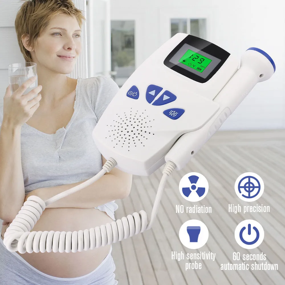 Digital waveform dual display fetal doppler heart rate monitor with TFT screen and probe