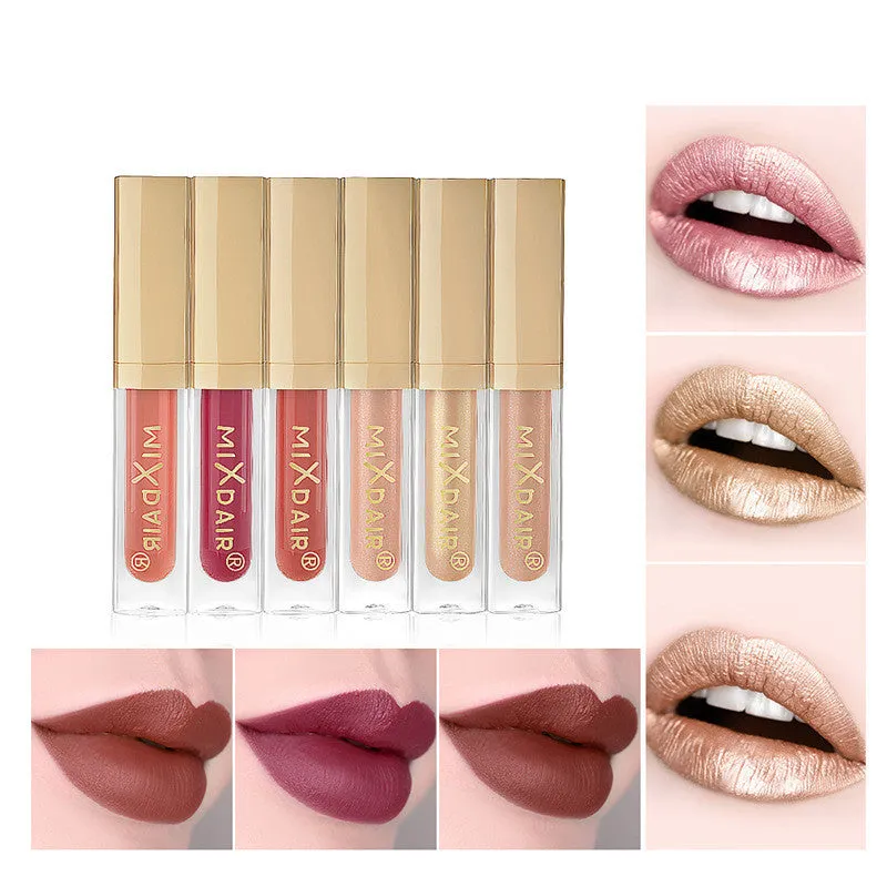 Matte high gloss lip gloss set with mica in colour options A and B, unisex lipstick and gloss