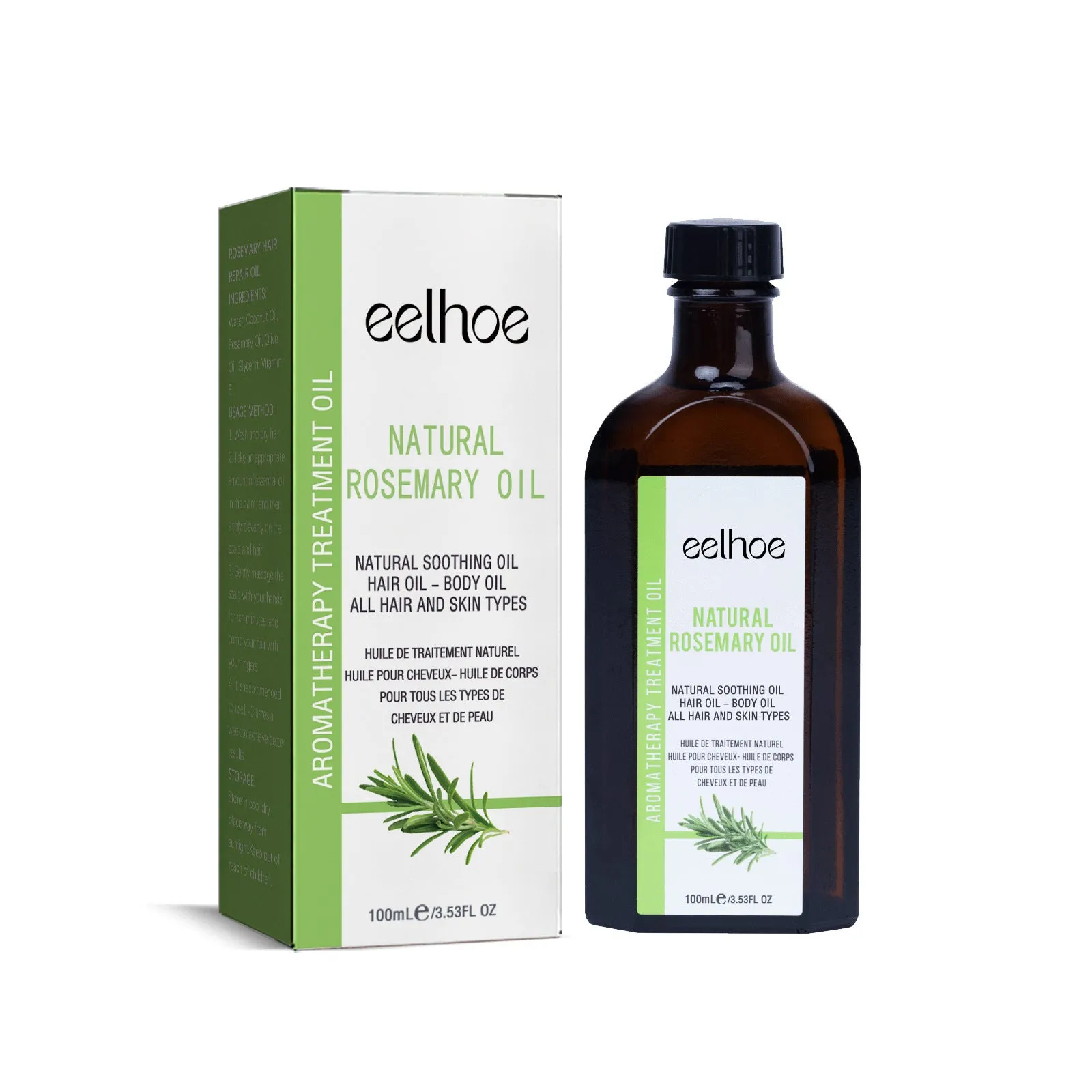 Rosemary hair care essential oil 100ml bottle with anti-frizz and split end care formula