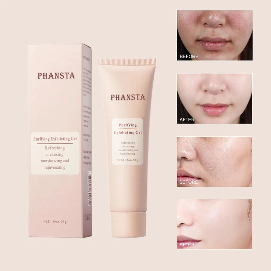 Exfoliating facial cleansing pore gel tube 50g with compact packaging dimensions 4.3 x 3 x 15.4 cm