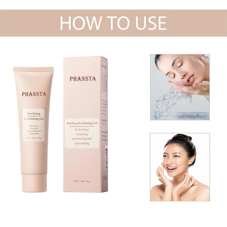 Exfoliating facial cleansing pore gel tube 50g with compact packaging dimensions 4.3 x 3 x 15.4 cm
