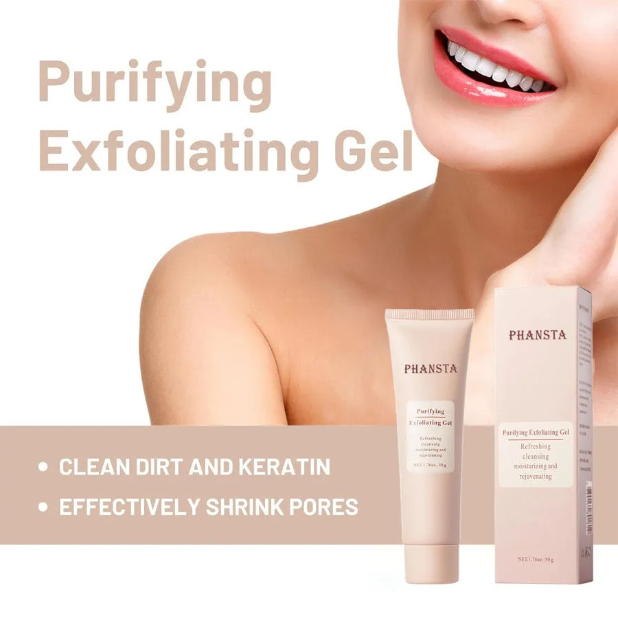 Exfoliating facial cleansing pore gel tube 50g with compact packaging dimensions 4.3 x 3 x 15.4 cm